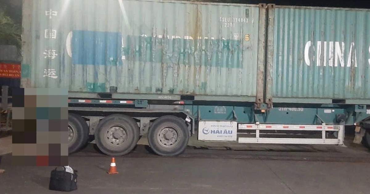 Container lùi xe cán chết bảo vệ đang đi bộ Container lùi xe cán chết bảo vệ đang đi bộ